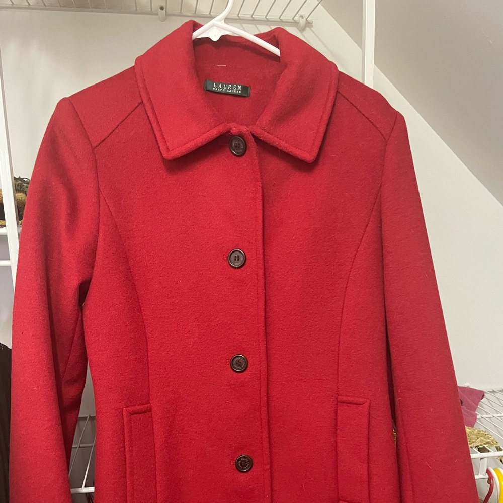 Womens Ralph Lauren red pea coat EUC